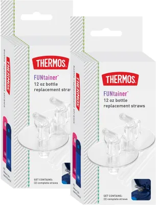 Authentic Thermos Funtainer 12 Ounce Straw Water Bottle Stainless Steel Kids Disney Princess Cars Moana Paw Patrol Marvel Avengers Cocomelon Pokemon Batman Spiderman Transformers Sonic Hedgehog Gabbys Mario Scooby Doo
