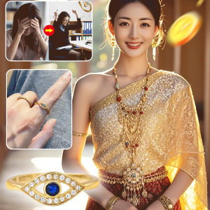 [เครื่องรางดึงดูดความมั่งคั่ง] แหวนตาปีศาจชุบทอง  เสริมโชคลาภ สำหรับผู้หญิ Gold-plated Evil Eye Ring