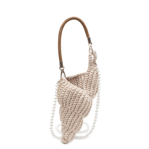 Women Bag Trendy Shoulder Bag with Pearls Strap Stylish Seashells Bag Fashion Crossbody Bag Handwoven Commuting Bag