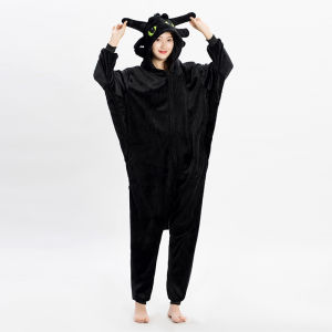 Pokemon Mixed Autumn and Winter White Toothless Flannel Animal Cartoon  Pajama Black Toothless Couple Home Wear Wholesale