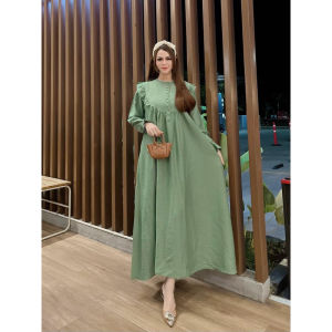 Gamis Warna Sage Terbaru 2024 Gamis Jumbo Polos Busui LD 130 Lengan Panjang