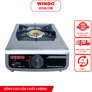 Bếp Gas Đơn Mặt Inox WINDO - 118 ĐG | Bếp gas đơn để bàn điếu gang tiết kiệm gas