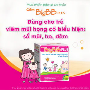 Cốm BigBB Plus hỗ trợ làm giảm các triệu chứng viêm đường hô hấp trên cấp và mạn tính như chảy nước mũi ho ho có đờm viêm VA Viêm họng viêm thanh quản