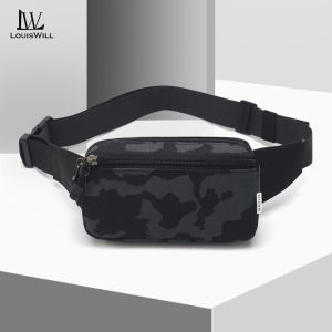 LouisWill Men Sports Waist Bag Fashion Men Bag Chest Bag Shoulder Bag Sports Bag Waterproof Oxford Dual Zipper Large Capacity Design Running Bum Bag Portable Gym Bag for Running Cycling Hiking Walking