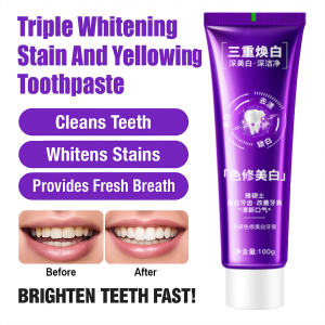 Triple Whitening Toothpaste Remove Yellow Teeth Stains Fight Bad Breath ⚡LazFlash ⚡BUY 1 FREE 1 Anti Cavity Fresh Breath