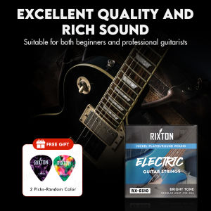 RIXTON Guitar Strings electric guitar - brilliant sound quality strings made of steel for electric guitar coated with nickel (6 string set) incl. 2 picks