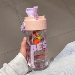 JOYNCLEON Dễ thương bóng nổi chai nước có rơm và đồ pha trà xách tay cao-công suất cốc uống cho mùa hè