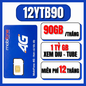 ( SIÊU RẺ ) Sim 5G Mobifone Gói 12YTB90 - Ưu Đãi 3GB/Ngày ( 90GB/tháng ) + Miễn Phí Xem Y0U TUBI Không Giới Hạn - Trọn Gói 12 Tháng Không Nạp Tiền . FREESHIP - CHƯA KÍCH HOẠT