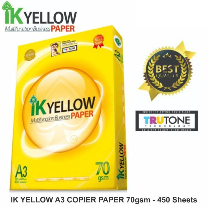 Ik yellow A3 paper 450’s-70gsm/kertas fotostat A3/kertas Putih A3 | Lazada