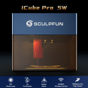 👍🏻👍🏻NERE Sculpfun iCube Pro 5W Laser Engraver Cutter with Smoke Filter Temperature Alarm 130x130mm EU