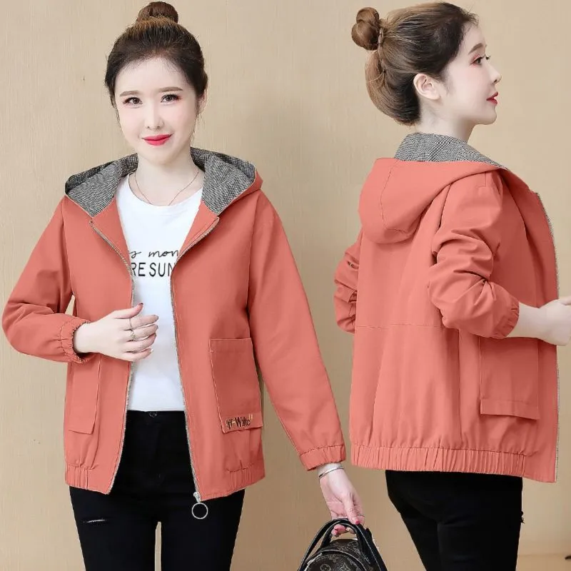 Ladies coat 2025 new hooded loose casual middle-aged mother wear thin  jacket top
