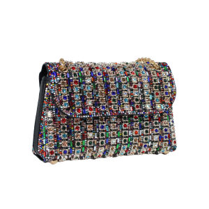 Celebrity Square Messenger - Diamond-Encrusted Fashion Handbag for Exquisite Dinner Occasions Light Luxury Style Evening Clutch