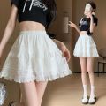 Rok Kue Halus Baru Gaya Korea Rok Pendek Putih Rok A-line Pelangsing Pinggang Tinggi Wanita. 