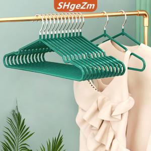 [COD] SHgeZm Quần áo móc treo móc với rãnh cho phát sóng trẻ em dành cho người lớn kim loại đơn giản dày Non-Slip Dip nhựa Áo móc màu xanh lá cây