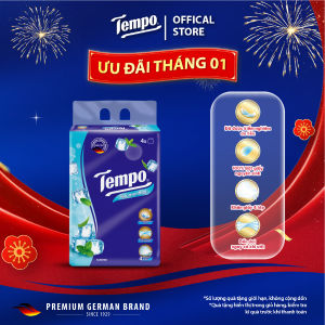 [LỐC 4 GÓI] Khăn giấy rút cao cấp Tempo Softpack - 4 lớp bền dai an toàn cho da - Thương hiệu Đức (4 gói/Lốc)