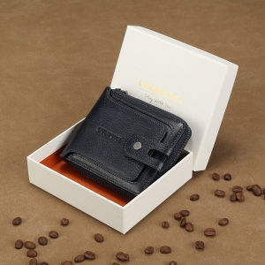 [Da bò chính hãng] Ví nam thương hiệu CHANPINCL túi thời trang sang trọng da Retro ngang khóa kéo chống trộm RFID Ví đựng tiền xu ngắn Da bò lớp đầu tiên chính hãng