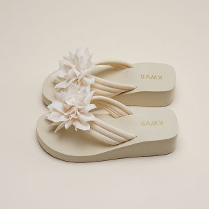 [Free Shipping] Womens Summer Fashion Floral Clip-Toe Wedge Heel Thick-Soled Non-Slip Ins Trend Beach Sandals