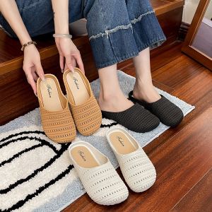 Ins Style Woven Toe Slippers Comfortable Home Outdoor Half Slippers