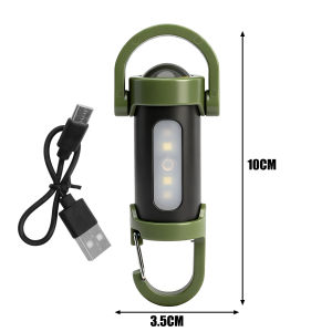 ไฟทำงาน COB น้ำหนักเบาแบบพกพาชาร์จได้พวงกุญแจไฟฉายขนาดเล็กตะขอกลางแจ้งไฟเตือนฉุกเฉินสำหรับตั้งแคมป์เดินปีนเขา