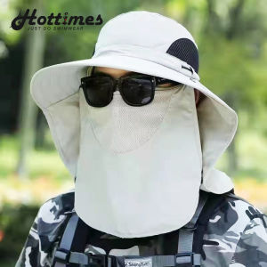 Mens Sun Protection Hat | UV-Proof Waterproof Fisherman Fishing Cap with Big Brim & Face Cover