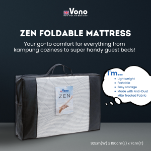 Vono Zen Foldable Mattress (Tilam Vono) - Anti-Dust Mite | Lightweight and Portable | Foam Mattress | 7cm