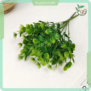 Buce Mini Cabang 5 Artificial - Ekaliptus Gerigi atau Serrated Eucalyptus Tangkai Tanaman Rumput Daun Rumput Plastik pemanis Rangkaian Bunga untuk Dekorasi Wedding atau Dekorasi Pelaminan dan Dekorasi Cafe Rumah Import Premium Termurah Artifisial