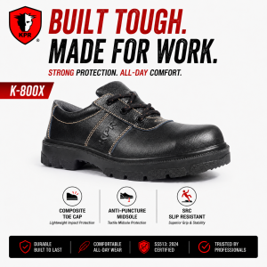 KPR K-800X Black 3-Eyelets Low Cut Lace Up Safety Shoes (Composite Toecap & Anti-perforation Midsole Protection)