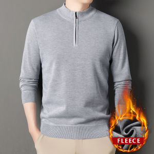 New Mens Autumn Winter Sweater Half Zip Fleece Pullover Korean Sweatshirts Knit Jumpers Turn-down Collar Mens Fashion Tops