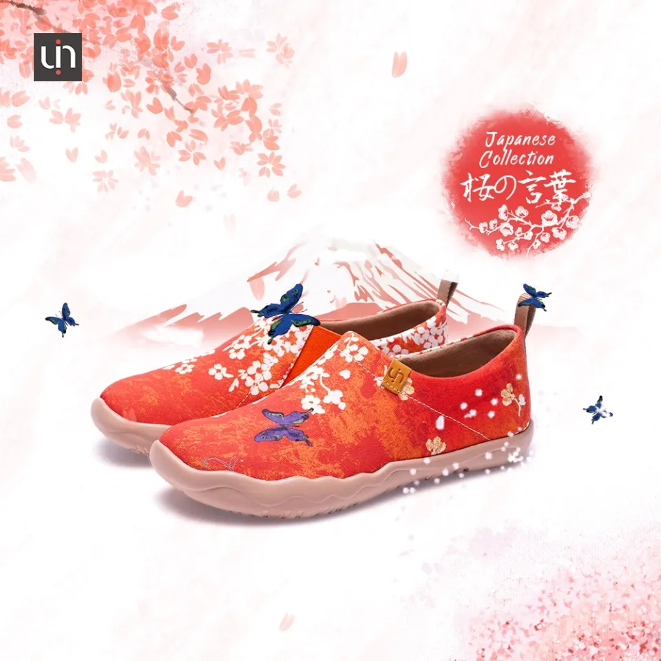 UIN Women's Flat Shoes Floral Loafers Fashion Slip on Canvas Art