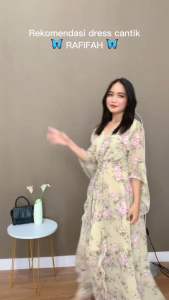 NJ Rafifah Maxi Dress Motif Bunga Gamis Wanita Muslim Korean Style