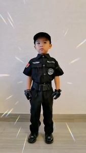 AMK Washable Occupation Police Uniform Cute Kids Cosplay Set With Hat Educational Toys Mainan Police Set Budak警察套装玩具