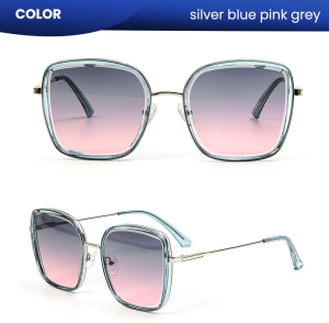 IOOI Eyewear - Kacamata Hitam Kotak Over Size Sunglasses Bahan Metal PC Anti UV Fashion Wanita 23022