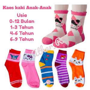 Kaos Kaki Anak Perempuan Paud TK SD Karakter lucu / kaos kaki anak cewek Paket 3 6 12 Pasang