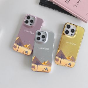 Customized Letters Glitter PU Leather Case For Iphone 13 12 15 14 16 Pro Max 15 16plus Case Hard Metallic PU Cover Lost in Egypt