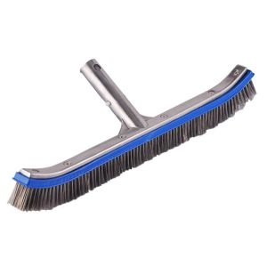 Curved Pool Brush 18" with Aluminum back and handle Stainless Steel for brushing swimming pool walls (Telescopic pole sold separately)