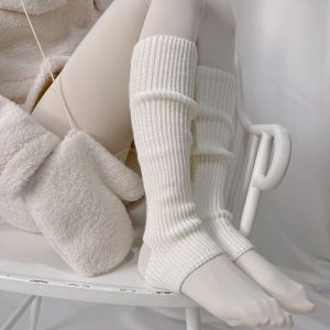 ถุงเท้ายาวถึงเข่าถักให้ความอบอุ่นในกลวงของผู้หญิงถุงเท้าให้ความอบอุ่นนุ่มนุ่มถุงเท้าเต้นบัลเล่ต์ส้นเท้ายาวก้าวเท้าเครื่องป้องกันขายาวเข่า