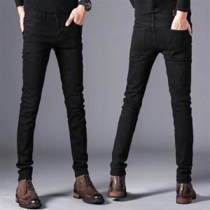 Mens Classic Plain Slim Fit Trousers Casual Jogger Pants Tight fit Stretch Jeans
