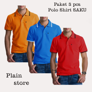 PS | PAKET 3 pcs Polo SAKU | Kaos Polo Shirt Pria | Atasan Lengan Pendek