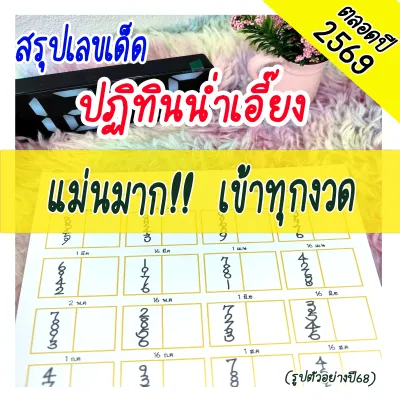 ร้านโชคดี168 สรุปตัวเลขจาก ปฏิทินน่ำเอี๊ยง (1 ม.ค - 16 ธ.ค 69) ปฏิทินจีนน่ำเอี๊ยง ใบเลขปฏิทินจีน จูป๋อ 2569 ใบใบ้หวย เลขปฏิทินจีน