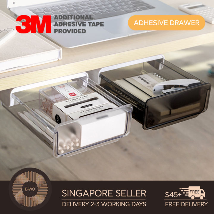 {SG Nextday Delivery}Self-adhesive under desk storage box with drawer ...