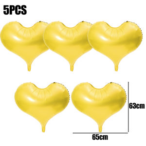 YESPERY 5pcs 24inch Herat Balloon Happy Birthday Valentines Day Aluminum Foil Balloons Globos For Wedding Birthday Party Decorations