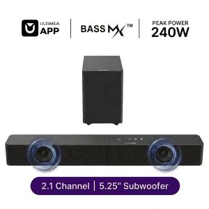 ULTIMEA Poseidon M30 2.1ch Sound bar for TV 5.25 Wireless Subwoofer VoiceMX & BassMX Home Theater System APP Control 240W