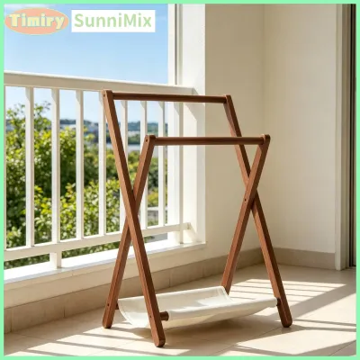 SunniMix Foldable Floor Garment Rack Minimalist Clothes Rack with Shelf Multi-Functional Closet Organizer Slim for Entryway