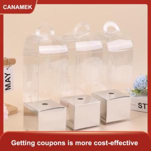 【CANAMEK】 1 5PCS Valentine cầm tay hộp hoa trong suốt PVC hoa sắp xếp Hộp hoa hồng Hộp Hoa duy nhất bó hoa Bao bì hộp