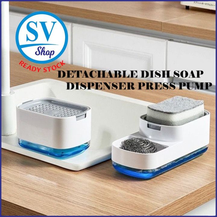 2In1 Kitchen Dishwash Soap Dispenser Double as Sponge Box Holder Soap