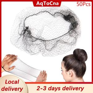 [COD] AqToCna Ship within 24 hours 50Pcs Hair Net Black Elastic Bundle Hair Invisible Hairnet Mesh Bun Hair Net 30 50 60CM Hair Accessories