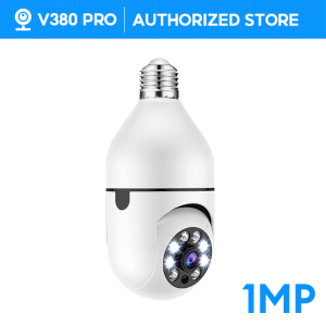 V380 Pro Q16S HD 1080P Surveillance Bulb Camera 360° Panoramic CCTV Home Security Wi-Fi Camera WIFI IP Camera Night Vision Baby Motion Detection Indoor and Outdoor Two-Way Audio