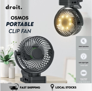 OSMOS 2-in-1 Portable Clip Fan with Power Bank | 12000mAh Battery | Remote Control | USB Output | Stroller Desk Outdoor Use
