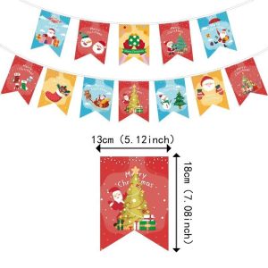 Purrhappy ธงคริสต์มาส ธงแบนเนอร์ Merry Christmas ดึงดอกไม้ วันหยุด แบนเนอร์ ธงแขวนคริสต์มาส สําหรับตกแต่งปาร์ตี้คริสต์มาส