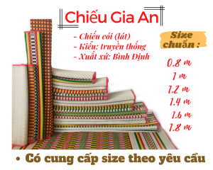 Chiếu cói (lát) 1.4mx2.0m sọc caro xuất xứ Bình Định